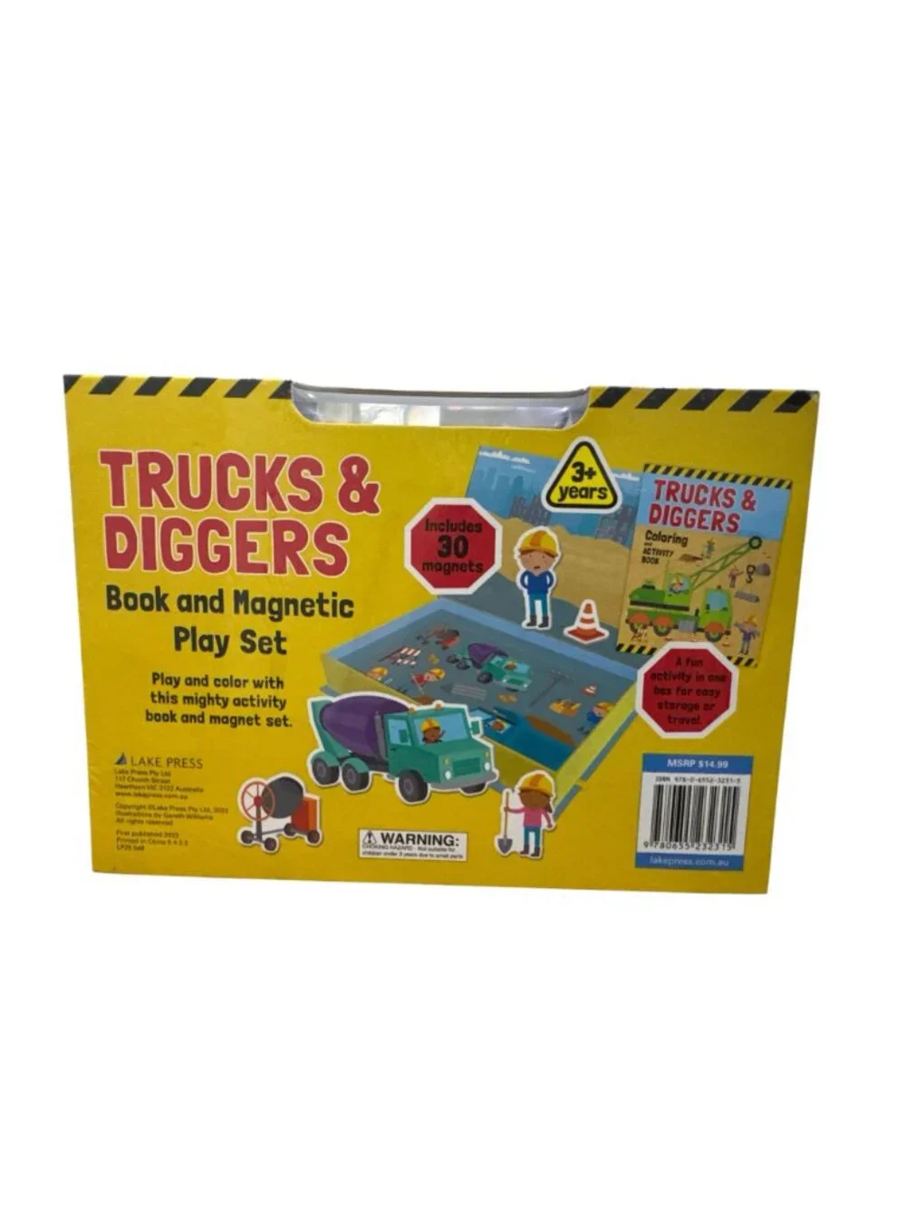 Trucks & Diggers Book And Magnetic Play Set For Kids Ages 3+ With 30 Magnets & A